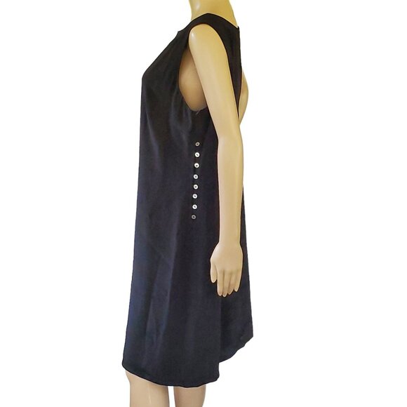 Max Studio Little Black Dress Womens XL Sleeveless Side Button Lined Back Zipper - Picture 5 of 11